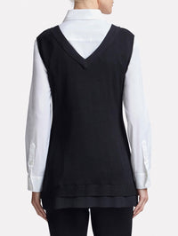 Black Double V-Neck Knit Tank