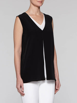 Black and White Double Layer Crepe Tank