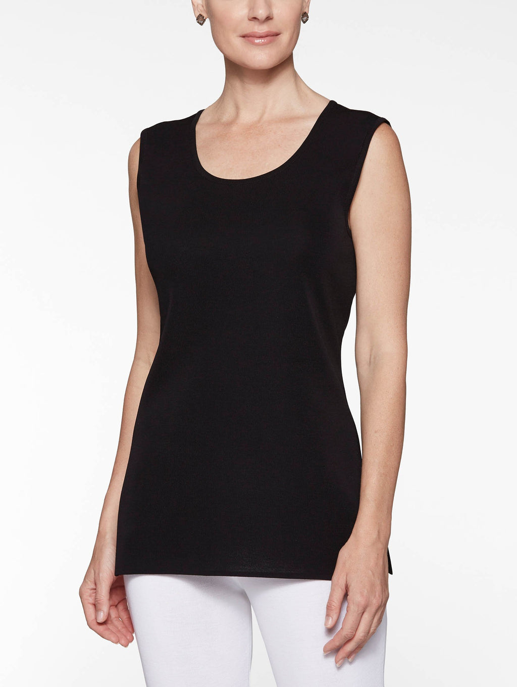 Black Long Scoop Neck Tank