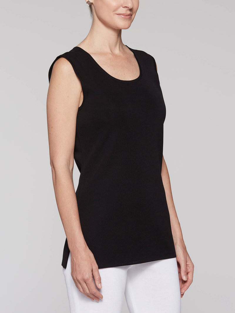 Black Long Scoop Neck Tank